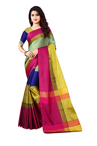 Looks Akira Cotton with Blouse Piece Saree (LA-S1397_Multicoloured_One Size)