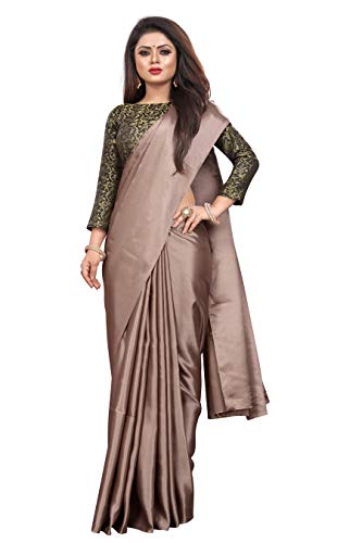 Maruti Creations Women's Heavy Satin Silk Saree With Blouse Piece