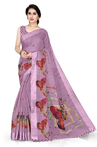SOURBH Women's Cotton Saree With Blouse Piece