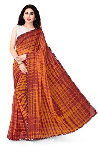 SOURBH Women's Faux Georgette Shibori Printed Saree with Blouse Piece