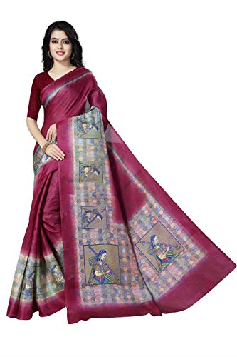 Vivostav Designer Women's Khadi Silk Printed Saree With Blouse