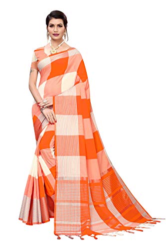 Winza Designer Women's Cotton Silk Saree With Blouse (GAMMA CHECKS)
