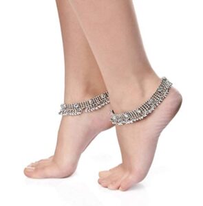 Silver Floral Single Stylish Anklet 