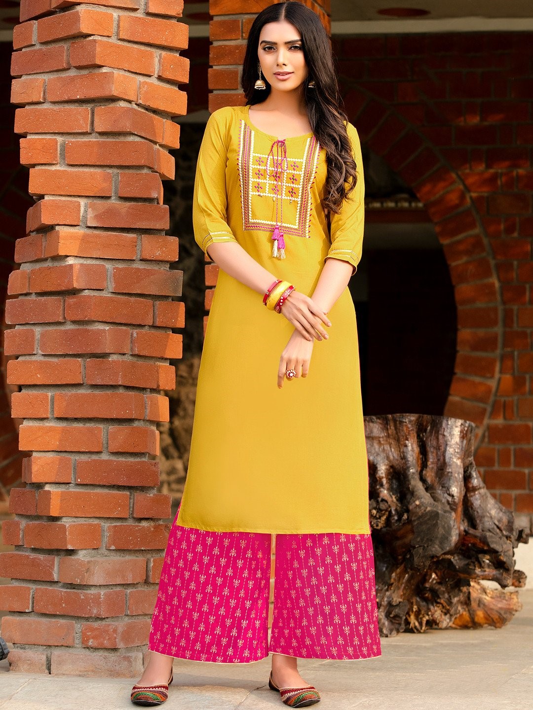 Embroidered Kurti with Palazzos