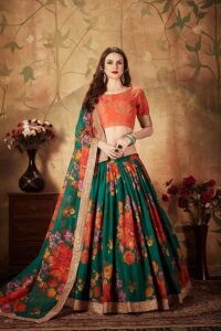 Floral Organza Semi Stitched Lehenga Choli with Dupatta