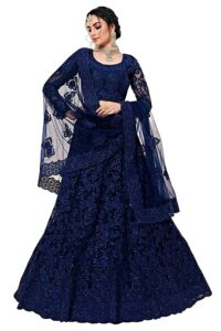 Net Embroidered Semi-Stitched Lehenga Choli