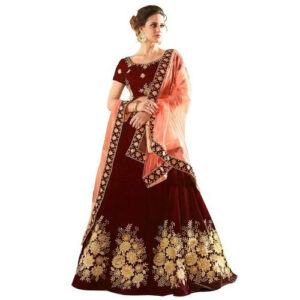 Women's Heavy net Embroidery Lehenga Choli And Dupatta Set