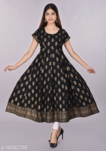 Gold Print Anarkali Kurta