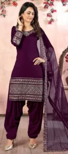 Green Art Silk Mirror Work Punjabi Salwar Suit
