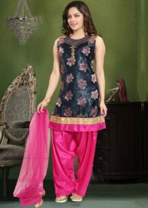 Navy Blue Hand Embroidered Punjabi Suit