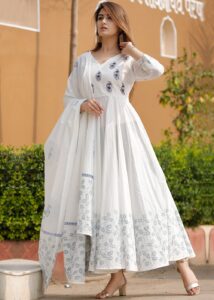 Readymade White Printed Punjabi Salwar Suit