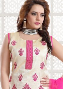 Cream Punjabi Style Readymade Suit Set
