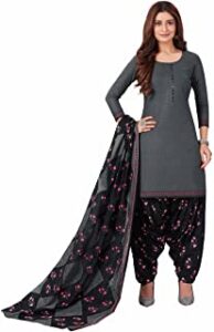 Grey Embroidered Readymade Punjabi Suit
