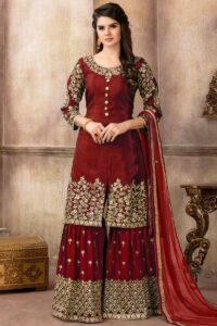 All red Gharara suit