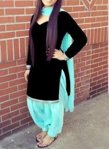 Black and ocean blue combination Punjabi suit