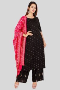 Readymade Black Rayon Printed Salwar Kameez