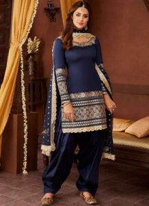 Dark blue Patiala salwar suit