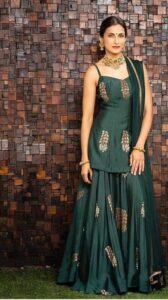 Dark green lehnga suit