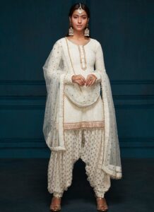 Embroidered White Punjabi Suit