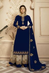Navy blue suit with Golden embroidery