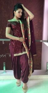 Off shoulder sequined salwar suit