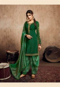 Patterned Punjabi Suit in Green