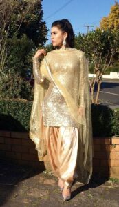 Punjabi salwar suit in a golden boutique style