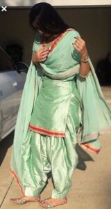 Silk pastel green salwar suit