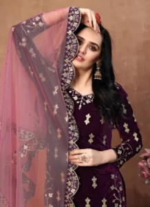 Readymade Magenta Embroidered Punjabi Patiala Salwar Suit