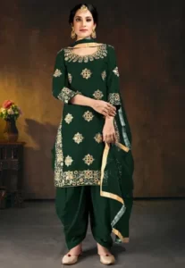 Black Art Silk Mirror Work Punjabi Suit