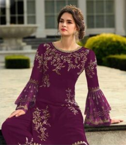 Purple Mirror Embroidered Festive Salwar Suit