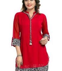 Red Punjabi Style Short Kurti Dress