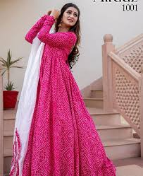 Purple Silk Readymade Salwar Suit With Bandhej Dupatta