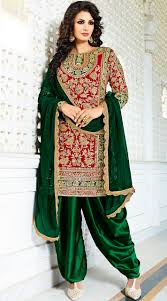 Green Art Silk Punjabi Salwar Suit With Dupatta