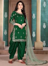 Green Mirror Embroidered Punjabi Salwar Suit