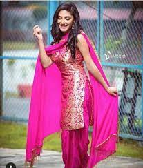 The pattern of pink brocade is Salwar Kameez