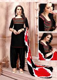 Punjabi Black and Green Salwar Kameez