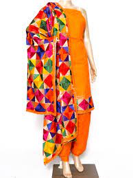 Phulkari Work Punjabi Salwar Suit