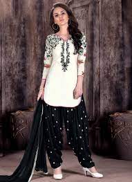 White and Black Patiala Suit