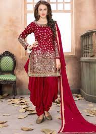 Red Georgette Punjabi Salwar Suit