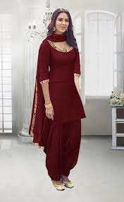 Maroon Punjabi Cotton Salwar Suit Pattern