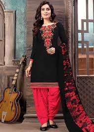Red Embroidered Cotton Punjabi Suit