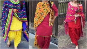 Phulkari Dupatta and Plain Suit