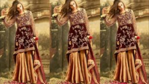 Short Velvet Kurti With Sharara