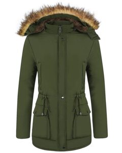 4THSEASON Women's Winter Anorak Coat Hooded Warm Parkas with Faux Fur Jackets