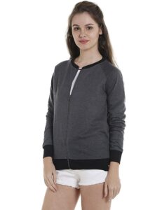 Campus Sutra Ribbed Designed Full Sleeve Solid Women Casual Jacket