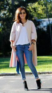 Jeans and a Pastel Coat