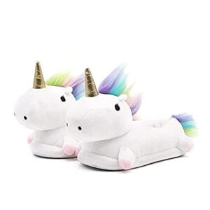 Unicorn Plush Slippers - Novelty Animal Slippers Cushioned Foot Bed