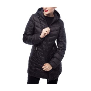 Women's Lightweight Water-Resistant Hooded Packable Long Puffer Coat Jacket
