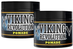 BEST DEAL Pomade for Men 4oz - Firm Strong Hold & High Shine for Classic Styling – Water-Based & Easy to Wash Out by Viking Revolution (2 Pack)